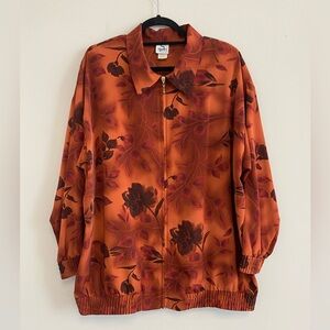 Sports Savvy Vintage Autumn Print Full Zip Jacket—1X
